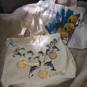 Canvas Tote Bags with Dolphin and Fish Design from Cancun